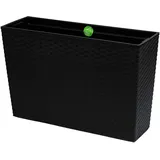 Valle Verde 2in1 Blumenkasten Pflanzenkasten Blumentopf mit Einsatz für Zuhause Garten Terasse Rattan-Optik Rechteckig 12 Liter Kunststoff 56,1 cm x 36,2 cm x 18,8 cm Schwarz (Rattan-Optik)