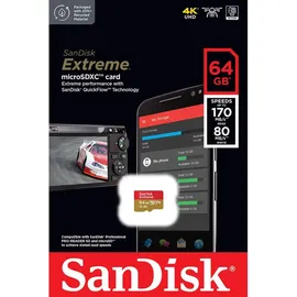 SanDisk Extreme microSDXC UHS-I U3 A2 + SD-Adapter 64 GB
