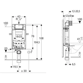Geberit Kombifix Element 108 cm mit Sigma Spülkasten 12 cm