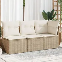 Festnight Gartensofa Rattan Sofa mit Stauraum Balkon Sofa 3 Sitzer Lounge Sofa Outdoor Rattansofa 3er Balkon Lounge Klein Balkonmöbel Couch Gartenlounge Gartenmöbel Polyrattan