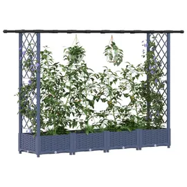 vidaXL Hochbeet mit Rankgitter und Dach 203 x 40 x 123 cm Grau