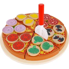 Kruzzel Pizza-Set Holz für Kinderküche mit Schneidebrett und Pizzaschneider 27 Teile 23 x 22 x 5,5 cm