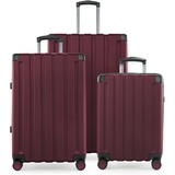 Hauptstadtkoffer Q-Damm - 3er Kofferset - Handgepäckskoffer 54 cm, mittelgroßer Koffer 68 cm + großer Reisekoffer 78 cm, Hartschale ABS, TSA, Burgund