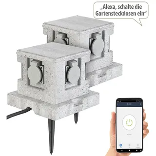 Royal Gardineer 4-fach-WLAN-Garten-Steckd., App, Sprachbef., 16 A, 3.680 W, IP44 4er-