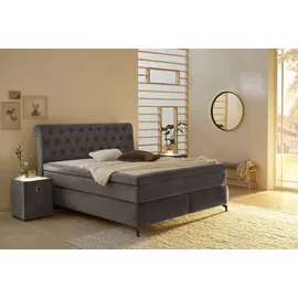 Jockenhöfer Gruppe Boxspringbett »Scarlett mit einer hochwertigen«, (7-Zonen-Tonnentaschen-Federkernmatratze (H3, H3/H4 oder H4), und einem 9cm Kaltschaum-Topper grau