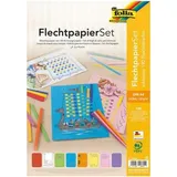 Folia Flechtpapier Set, 24 Flechtbögen, DIN A4, inklusive Flechtstreifen, 8-farbig sortiert