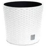 astor24 - Premium Blumentopf Pflanzkübel 30 Ø cm inkl. Einsatz Weiß in Rattan Optik - Pflanzkübel - Übertöpfe -Blumentopf für Haus und Garten