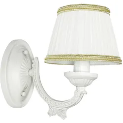 Licht-Erlebnisse Wandlampe Shabby Weiß Stoff Klassisch E14 SOFIA
