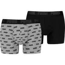 Puma Everyday Logo Print Boxershorts grau/schwarz L 2er Pack