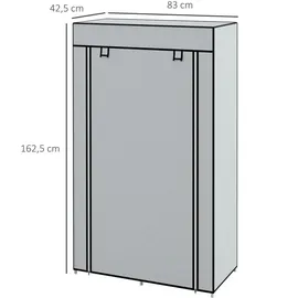 Homcom Stoffschrank Kleiderschrank mit 5 Fächern, Kleiderstange, Garderobe mit Reißverschluss, Faltschrank für Flur, Eingangsbereich, Hellgrau, 83 x 42,5 x 162,5 cm
