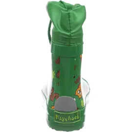 Playshoes Jungen Unisex Kinder Kurze Waldtiere aus Naturkautschuk gefüttert Gummistiefel, grün, 27 EU