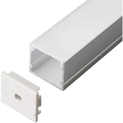 2m LED Alu Profil Alu Schiene Profil Alu Schiene LED Kanal mit Milchglas Abdeckung Extra Breit 20mm 30mm Hoch