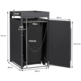 ML-Design Mülltonnenbox 68 x 80 x 124 cm anthrazit-holzoptik