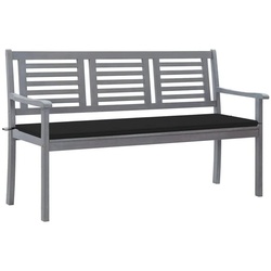 vidaXL Gartenbank 3-Sitzer-Gartenbank mit Auflage 150 cm Grau Eukalyptusholz (1-St) schwarz 150 cm x 60 cm