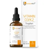 FürstenMED® Vitamin D3 K2 Tropfen - 50ml - 1515 Vitamin D3 K2 Hochdosiert in MCT Öl auf Kokosbasis (D3K2) - Vitamin K2 Tropfen - Ohne Zusatzstoffe