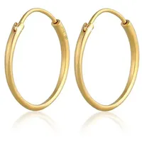 ELLI PREMIUM Paar Creolen Creolen Ohrhänger Basic Klassik Rund 375 Gelbgold goldfarben