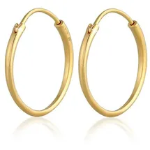 ELLI PREMIUM Paar Creolen Creolen Ohrhänger Basic Klassik Rund 375 Gelbgold goldfarben