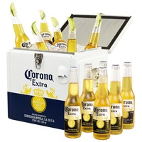 Corona Extra Coolbox - Kühltruhe mit 12 Flaschen internationales Premium Lagerbier, Geschenkpack, MEHRWEG Lager Bier Helles, Sortenreines Paket(12 x 0.355 l)