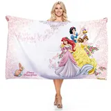 DOTERO Prinzessinnen Strandtuch XXL-Rosa Mädchen Badetuch 80x160cm-Cartoon Prinzessin Design-microfaser frottee handtucher strandlaken (1,100x200cm)