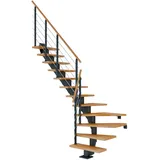 DOLLE Mittelholmtreppe Hamburg (Breite: 85 cm, 1/4-gewendelt, Anthrazitgrau, Farbe Stufen: Buche, Natur, Geschosshöhe: 259 – 301 cm)