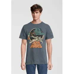 T-Shirt RECOVERED "Star Wars Empire Strikes Back Retro X-Wing", Herren, Gr. L, grau, 100% Baumwolle, bedruckt, casual, normal, Rundhals, Kurzarm, Shirts, im zeitlosen Design