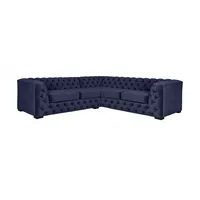 Chesterfield-Sofa "KALINA L-Form", blau (dunkelblau), B:247cm H:67cm T:227cm, 100% Polyester, GUIDO MARIA KRETSCHMER HOME & LIVING, Sofas, hochwertige Chesterfield-Ausführung, sehr hochwertige Verarbeitung