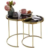 KADIMA DESIGN Satztisch Schwarz Gold Metall 50 x 42 cm