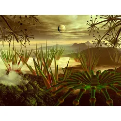 Fototapete PAPERMOON "PLANETEN-FUTURISTISCH WELTRAUM MOND GALAXIE UNIVERSUM", bunt, B:4,50m L:2,80m, Vlies, Tapeten