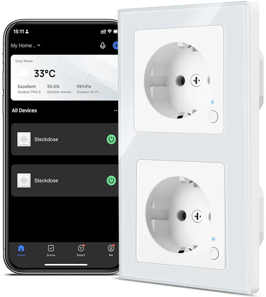 CURRYSMARTER WLAN Smart Schuko Steckdose 13A 2 Fach