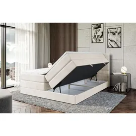 altdecor Boxspringbett mit Matratze, Topper, Polsterbett mit, Bettkasten ARDENI KING | Beige Casablanca | 140x200