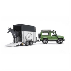 Bruder® Spielzeug-Auto Land Rover Defender mit Pferdeanhänger, Spielzeugfahrzeug, Autoanhänger grün