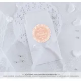 Freuden Tränen Taschentücher Set zur Hochzeit Groß 48 Sticker + 48 weiße Flachbeutel - 63 x 93 mm für Freudentränen Taschentuch Verpackungen Aufkleber mit Ornamente in APRICOT