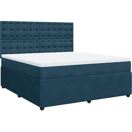 vidaXL Boxspringbett mit Matratze Blau 180x200 cm Samt