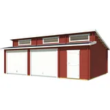 Lasita Maja Garage Stufendach 44 mm Hawaii mit Schwingtor rot 820x520 cm Lasita