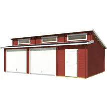 Lasita Maja Garage Hawaii (Set, für 2 Fahrzeuge geeignet), Garage + 2 Schwingtoren rot
