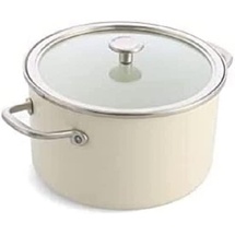 KitchenAid Steel Core Enamel Kochtopf mit Deckel (24cm/6l), deutsche Emaille, Induktionsgeeignet, backofenfest, spülmaschinenfest, Crème