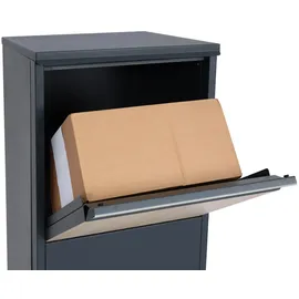 Mendler Paketkasten HWC-G80, Paketbox Standbriefkasten Paketbriefkasten Größe XL ~ verzinkt anthrazit, Holzoptik hell