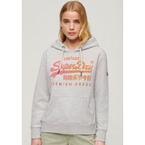 Superdry Kapuzensweatshirt "TONAL VL GRAPHIC HOODIE" Gr. XS, grau (flake grey marl) Damen Sweatshirts