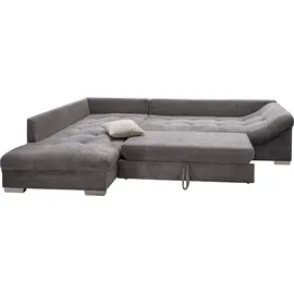 luma-home Ecksofa Schlafsofa Eckcouch Polsterecke L-Sofa m. Ottomane links, Cord Grau / 17202 - Grau