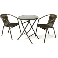 VCM Polyrattan Balkon-Set 3-tlg. dunkelbraun