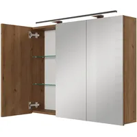 Planetmöbel Spiegelschrank ARIA 90 cm gold eiche mit Leuchte
