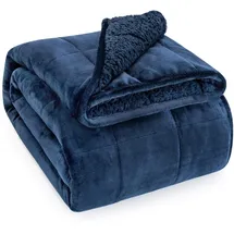 Sivio Sherpa Fleece Gewichtsdecke für Erwachsene, 7kg schwere Fuzzy Decke mit weichem Plüsch Flanell, wendbar, Twin-Size Super Soft Extra Warm Cozy Fluffy Decke, 120x180cm Schwarz