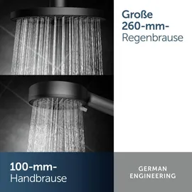 Ideal Standard Alu+ Duschsystem mit Brausearmatur, FirmaFlow-Kartusche, 2 Ablagen, Silk Black