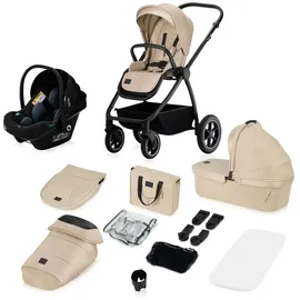 lionelo MERIL 3-in-1 Multifunktionaler Kinderwagen 0-48 Monate Bis zu 22 kg, Babywanne bis zu 9 kg, Kindersitz bis zu 13 kg, Geländeräder 360°, Vollfederung, XXL-Verdeck mit UPF50+