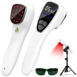 Rotlichtgerät 650nm & 808nm mit Stativ – Tragbare Rotlichtlampe mit 5 Modi & Timer, Kabelloses Infrarotlicht Handgerät für Muskelentspannung, Rücken, Nacken, Zuhause, Büro & Fitness Recovery