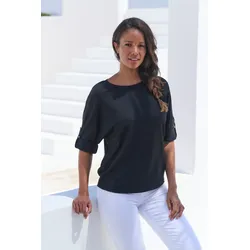 2-in-1-Shirt »zum Krempeln«, aus bügelfreier Crêpe-Qualität, Gr. 36/38, schwarz, , 16011241-36