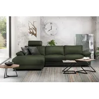 KAWOLA Ecksofa XL Lola Leder Recamiere links moosgrün