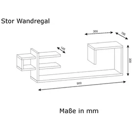 moebel17 Wandregal weiß walnuss Optik B/H/T: ca. 90x30x20 cm, Wohnzimmer, Regale, Wandregale