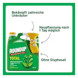 Roundup Unkrautfrei TOTAL, 3 Liter Sprühflasche - Unkrautvernichter, zur Bekämpfung von Unkräutern, Gräsern und Moos