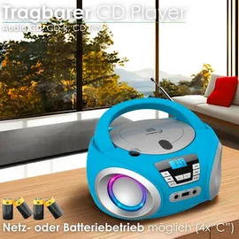 Cyberlux CD-Player mit LED-Beleuchtung | Kopfhöreranschluss | Tragbares Stereo Radio Blau